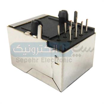سوکت RJ45 روبردی 8P8C مشکی فلزی بلند پایه عقب